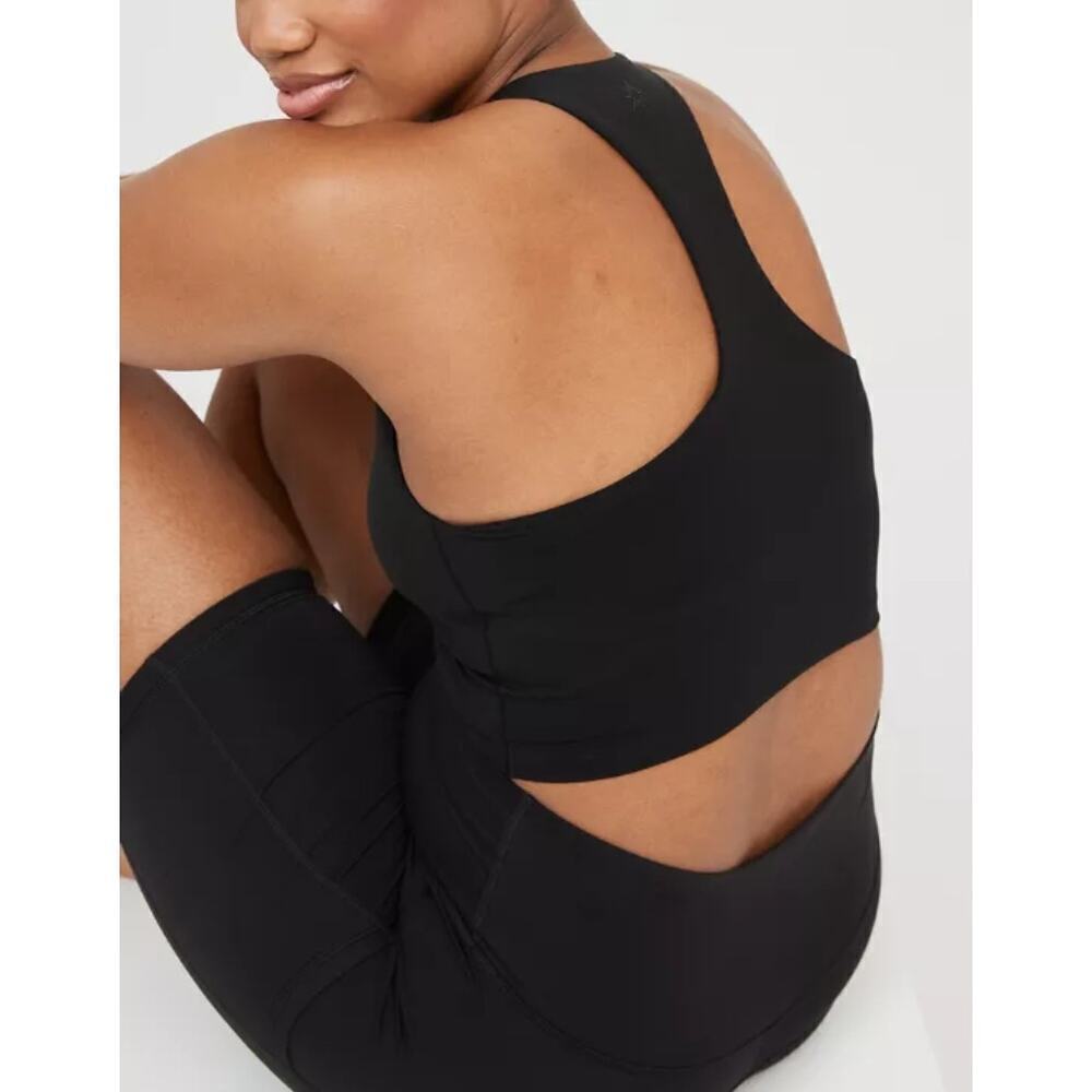 NWT OFFLINE By Aerie Real Me Racerback Longline Sports Bra Black Yoga Size XXS